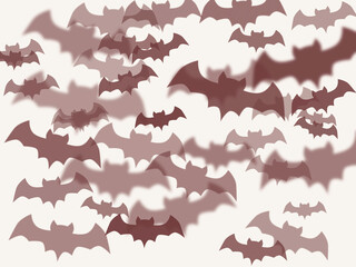 Halloween pattern with bats on white background, graphic design