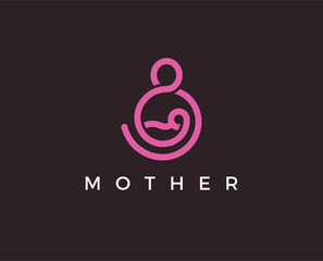 minimal mother logo template - vector illustration
