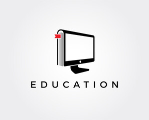 minimal e-learning logo template - vector illustration