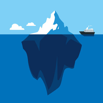Ship Sailing Into Iceberg Vector Illustration