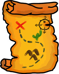 hand drawn cartoon treasure map