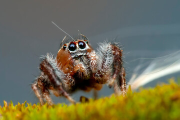 Close up  beautiful jumping spider  