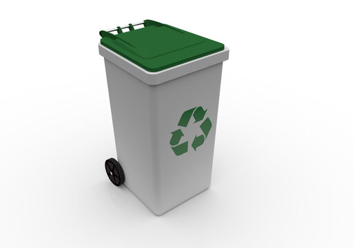 Plastic container for garbage of different types. Waste recycle management concept.