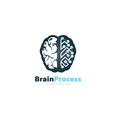 Brain Process Logo Design Symbol Template Flat Style Vector Illustration