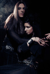 Obraz na płótnie Canvas Romantic portrait of young gothic couple