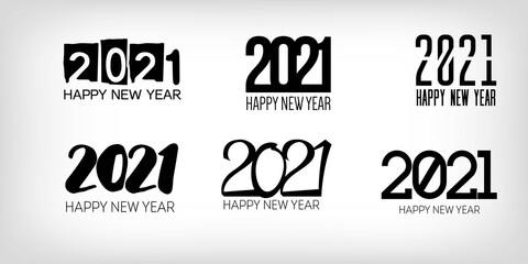 Set of Black and White 2021 Banner Graphic 2021 Icon Texture. 