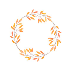 Hand drawn watercolor vector illustration. Background with Fall leaves. Forest design elements. Hello Autumn! Perfect for wedding invitations, greeting cards, blogs, prints and more © Kate Macate