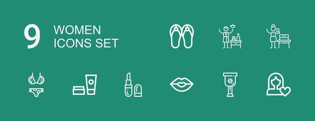 Editable 9 women icons for web and mobile