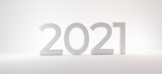 2021 white letters 3d-illustration design