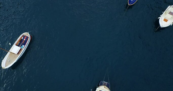 Tilt up aerial, Amalfi Coast city