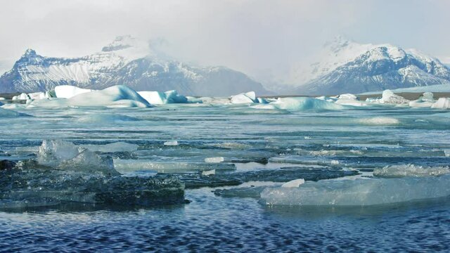 Wide, Iceland frozen landscape