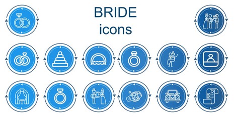 Editable 14 bride icons for web and mobile
