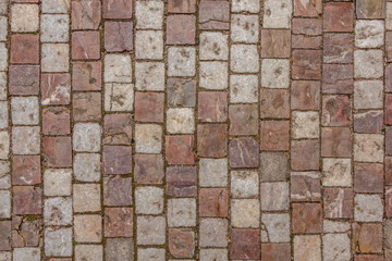 Obraz premium Cobbled pavement of an historic city. Karlovy Vary, Czechia