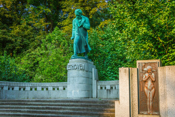Statue of Ludwig Van Beethoven in the park of Karlovy Vary, Czechia