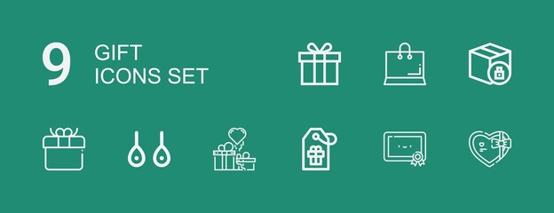 Editable 9 gift icons for web and mobile
