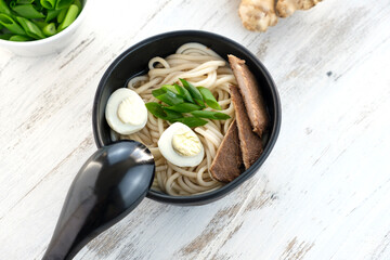 japanese ramen noodle, pork bone broth noodles