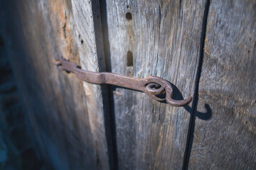 close up of old rustic barn door