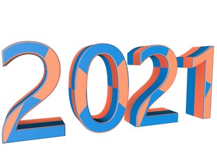 Happy New Year 2021 3d number. Merry Christmas and Happy New Year holiday symbol template.