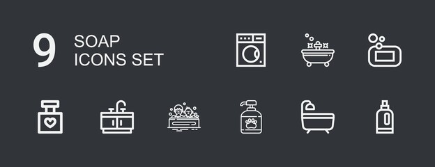 Editable 9 soap icons for web and mobile