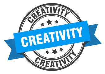 Fototapeta premium creativity label sign. round stamp. band. ribbon