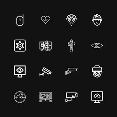 Editable 16 monitoring icons for web and mobile