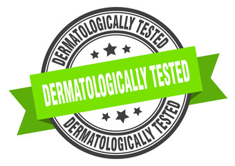 dermatologically tested label sign. round stamp. band. ribbon