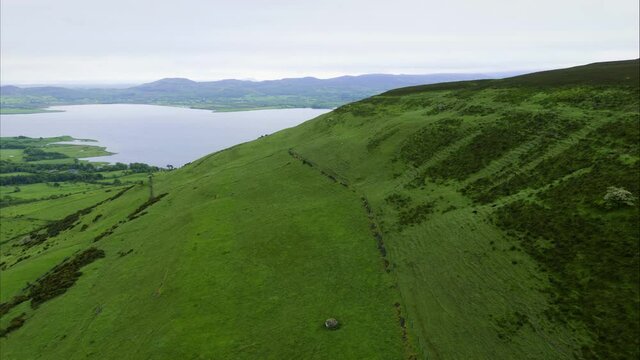 Wide aerial, open Ireland countryside