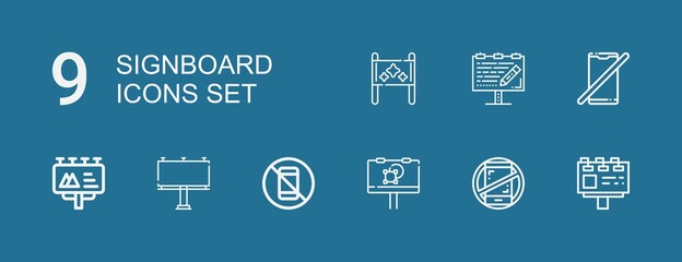 Editable 9 signboard icons for web and mobile