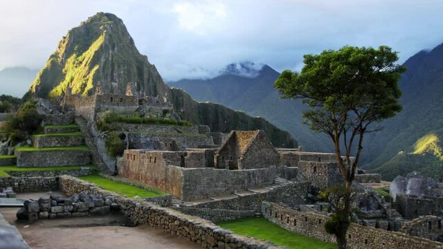 Wide, abandoned ruins in Peru mountains