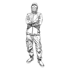 Novel coronavirus COVID-19 new normal social concept, Urban commuter in protective and medical face mask. Prevention and quarantine from infections, flu contaminated air pollution. Vector.