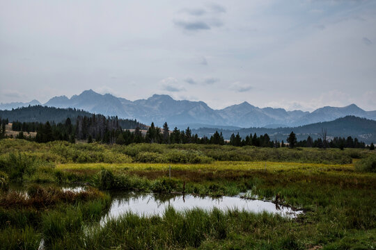 Sawtooth Mountains With Small Pond