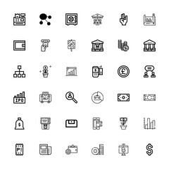 Editable 36 finance icons for web and mobile