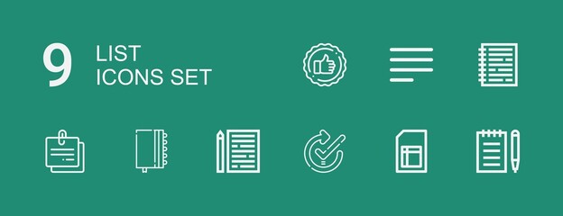 Editable 9 list icons for web and mobile