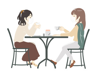 カフェでソーシャルディスタンス(線無し)