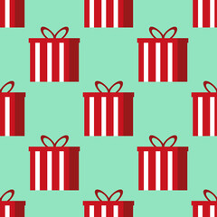 Stock vector seamless pattern with gift boxes on green background EPS