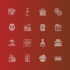 Editable 16 building icons for web and mobile