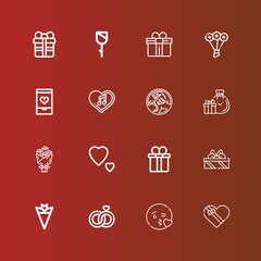 Editable 16 valentine icons for web and mobile