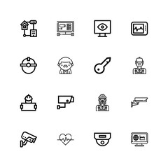 Editable 16 monitoring icons for web and mobile