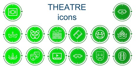 Editable 14 theatre icons for web and mobile