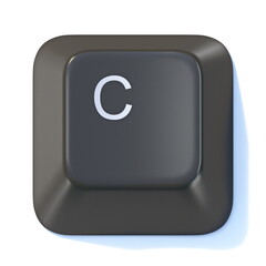 Black computer keyboard key Letter C 3D