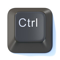 Black computer keyboard CTRL key 3D