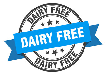 Fototapeta premium dairy free label sign. round stamp. band. ribbon