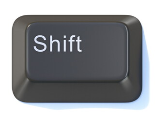Black computer keyboard SHIFT key 3D