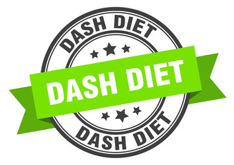 dash diet label sign. round stamp. band. ribbon