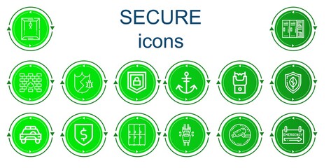 Editable 14 secure icons for web and mobile