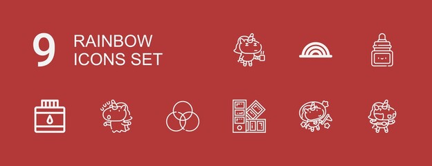 Editable 9 rainbow icons for web and mobile