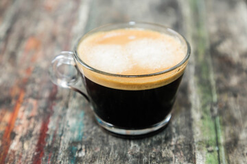 Black coffee with mousse.