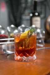 Vermouth with lemon peel and herbs