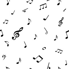 Music notes seamless pattern, vector illustration.