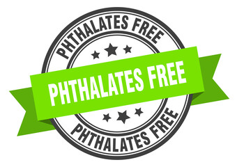phthalates free label sign. round stamp. band. ribbon